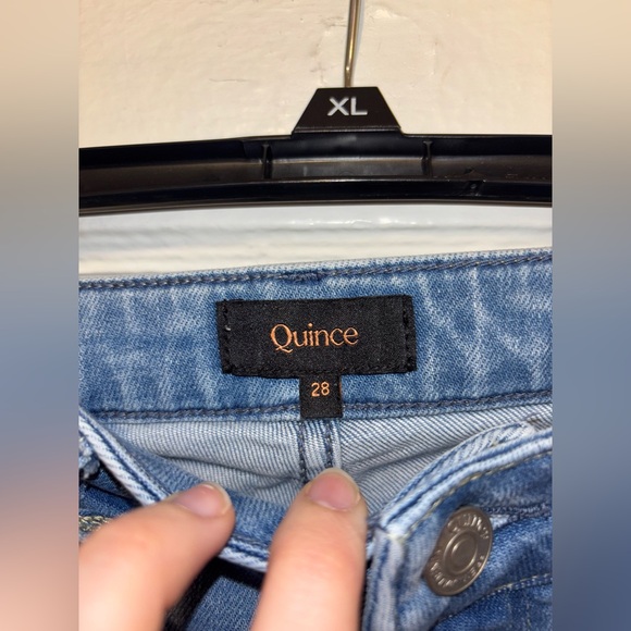 QUINCE Bella Stretch Wide Leg Jeans Frosted Blue Wash Sz 28 Quiet Luxury - Picture 4 of 6